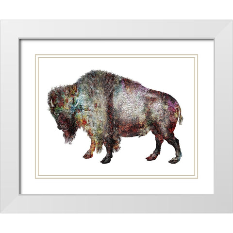 Rustic Bison 5 White Modern Wood Framed Art Print with Double Matting by Phillip, Jamie