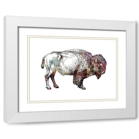 Rustic Bison 5 White Modern Wood Framed Art Print with Double Matting by Phillip, Jamie