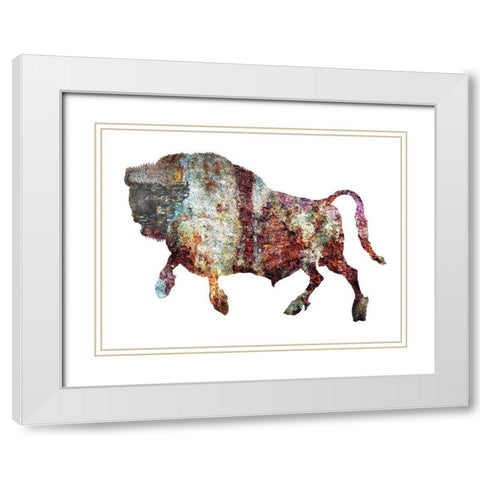 Rustic Bison 6 White Modern Wood Framed Art Print with Double Matting by Phillip, Jamie