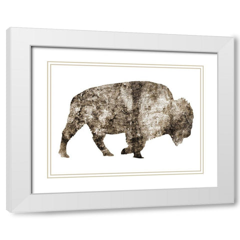 Rustic Bison 8 White Modern Wood Framed Art Print with Double Matting by Phillip, Jamie