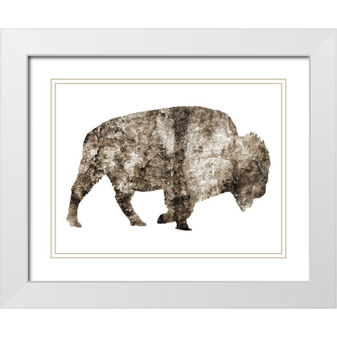 Rustic Bison 8 White Modern Wood Framed Art Print with Double Matting by Phillip, Jamie