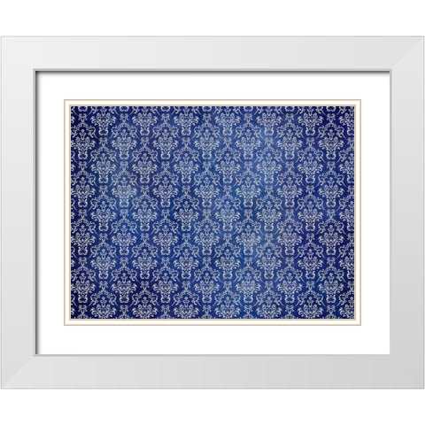 Indigo Pattern White Modern Wood Framed Art Print with Double Matting by Phillip, Jamie