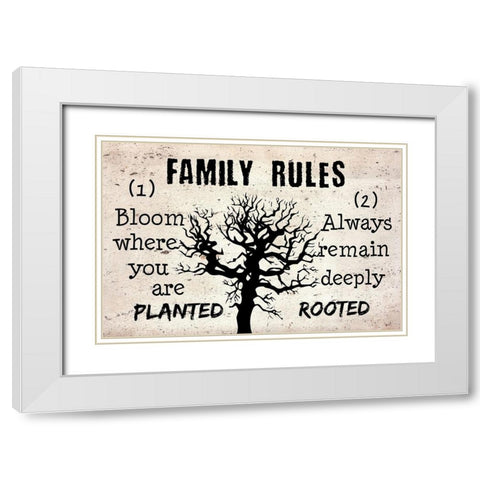 Family Rules White Modern Wood Framed Art Print with Double Matting by Phillip, Jamie