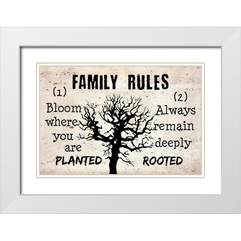 Family Rules White Modern Wood Framed Art Print with Double Matting by Phillip, Jamie