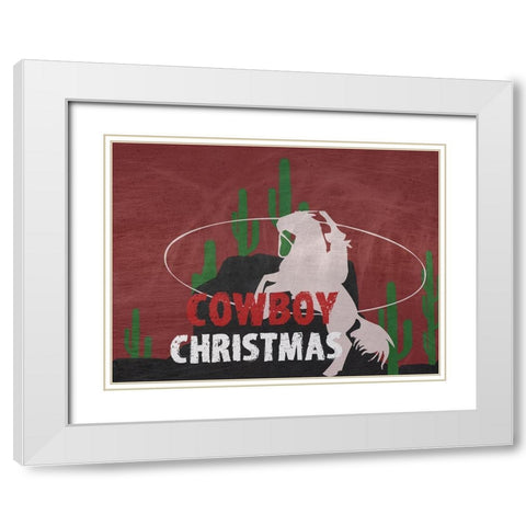 Cowboy Christmas White Modern Wood Framed Art Print with Double Matting by Phillip, Jamie