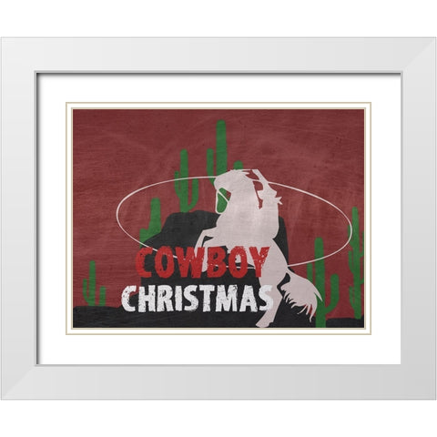 Cowboy Christmas White Modern Wood Framed Art Print with Double Matting by Phillip, Jamie