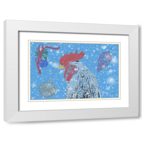 Rooster White Modern Wood Framed Art Print with Double Matting by Phillip, Jamie