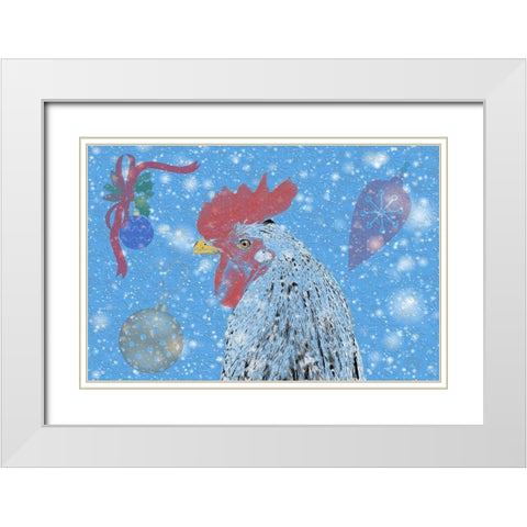Rooster White Modern Wood Framed Art Print with Double Matting by Phillip, Jamie