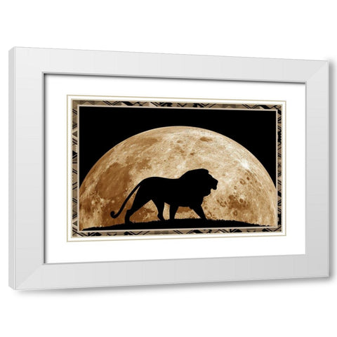 Lion White Modern Wood Framed Art Print with Double Matting by Phillip, Jamie