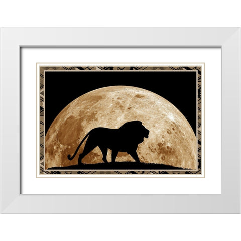 Lion White Modern Wood Framed Art Print with Double Matting by Phillip, Jamie