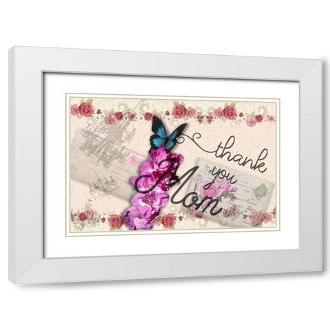 Thanks Mom White Modern Wood Framed Art Print with Double Matting by Phillip, Jamie
