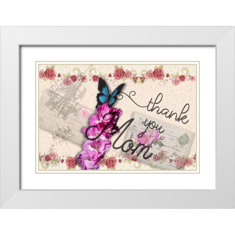 Thanks Mom White Modern Wood Framed Art Print with Double Matting by Phillip, Jamie