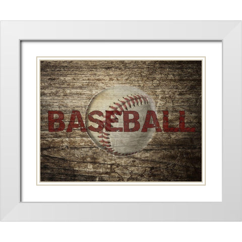 Baseball White Modern Wood Framed Art Print with Double Matting by Phillip, Jamie