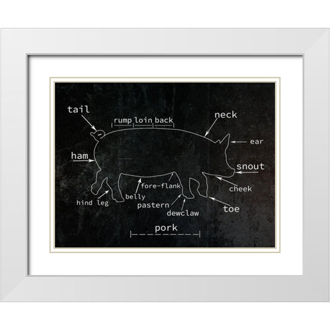 Pig White Modern Wood Framed Art Print with Double Matting by Phillip, Jamie