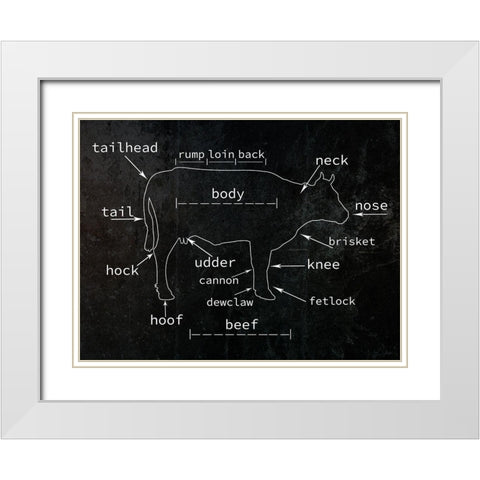 Cow White Modern Wood Framed Art Print with Double Matting by Phillip, Jamie