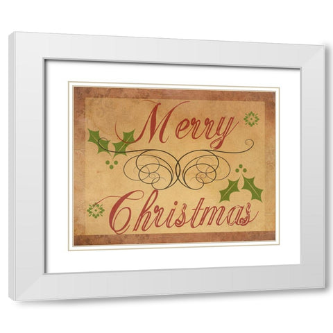 Merry Christmas White Modern Wood Framed Art Print with Double Matting by Phillip, Jamie