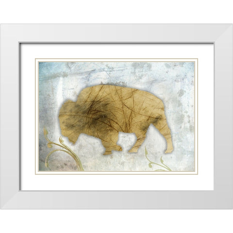 Bison Season White Modern Wood Framed Art Print with Double Matting by Phillip, Jamie