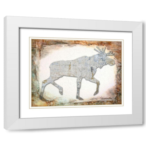 Moose White Modern Wood Framed Art Print with Double Matting by Phillip, Jamie
