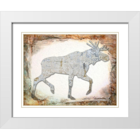 Moose White Modern Wood Framed Art Print with Double Matting by Phillip, Jamie