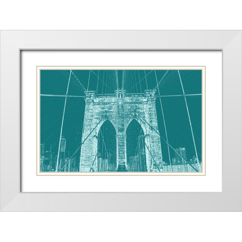 Brooklyn Bridge 2 White Modern Wood Framed Art Print with Double Matting by Phillip, Jamie
