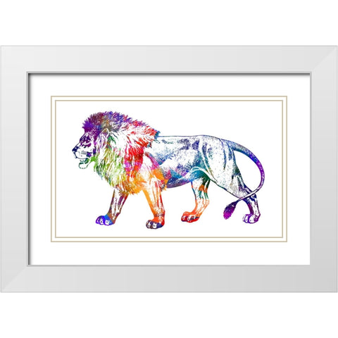 Lion White Modern Wood Framed Art Print with Double Matting by Phillip, Jamie