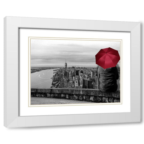 Brave New York Woman White Modern Wood Framed Art Print with Double Matting by Phillip, Jamie