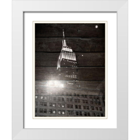 Good Night New York White Modern Wood Framed Art Print with Double Matting by Phillip, Jamie