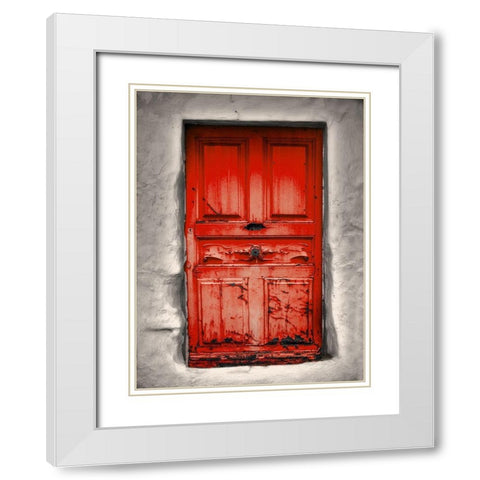 Red Cottage White Modern Wood Framed Art Print with Double Matting by Phillip, Jamie