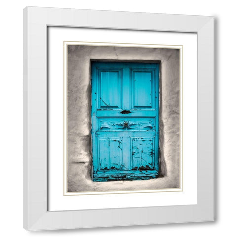 Blue Cottage White Modern Wood Framed Art Print with Double Matting by Phillip, Jamie