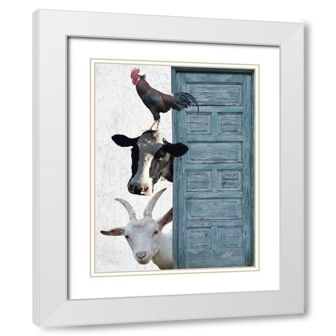 Happy Farm 1 White Modern Wood Framed Art Print with Double Matting by Phillip, Jamie