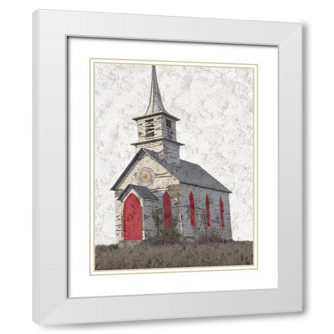 Old Church White Modern Wood Framed Art Print with Double Matting by Phillip, Jamie