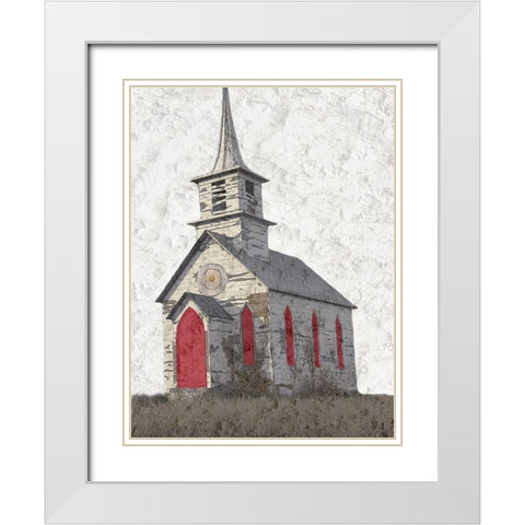 Old Church White Modern Wood Framed Art Print with Double Matting by Phillip, Jamie