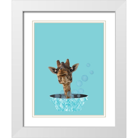 Safari Bath White Modern Wood Framed Art Print with Double Matting by Phillip, Jamie