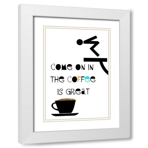 Great Coffee White Modern Wood Framed Art Print with Double Matting by Phillip, Jamie