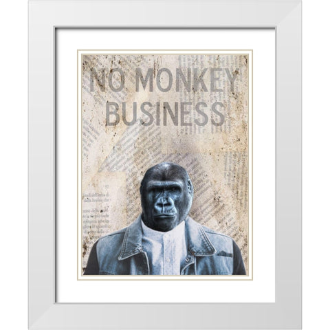 Monkey Business White Modern Wood Framed Art Print with Double Matting by Phillip, Jamie