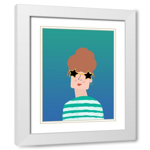 Pretty Woman White Modern Wood Framed Art Print with Double Matting by Phillip, Jamie
