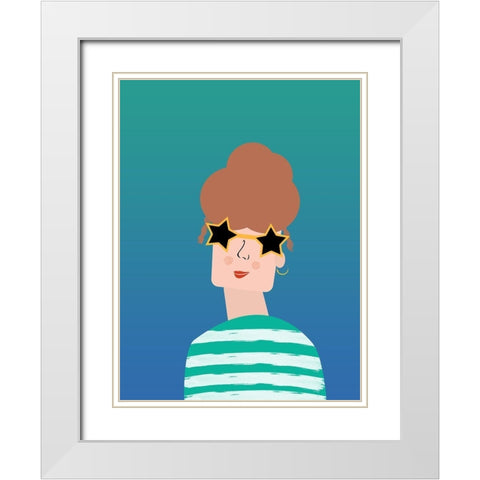 Pretty Woman White Modern Wood Framed Art Print with Double Matting by Phillip, Jamie