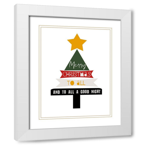 Merry Christmas White Modern Wood Framed Art Print with Double Matting by Phillip, Jamie