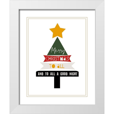 Merry Christmas White Modern Wood Framed Art Print with Double Matting by Phillip, Jamie