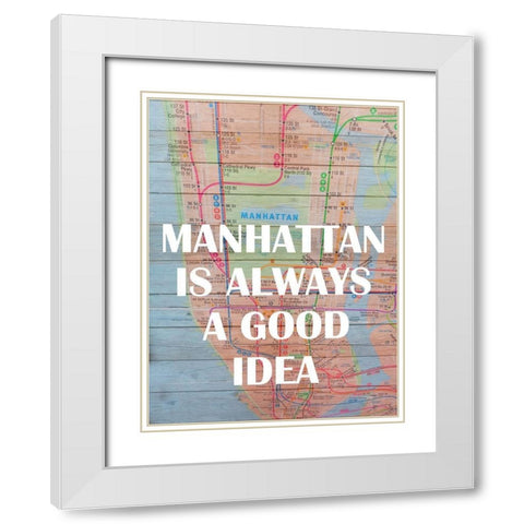 Manhattan Train White Modern Wood Framed Art Print with Double Matting by Phillip, Jamie