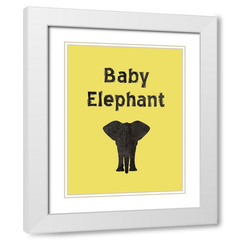 Elephant White Modern Wood Framed Art Print with Double Matting by Phillip, Jamie