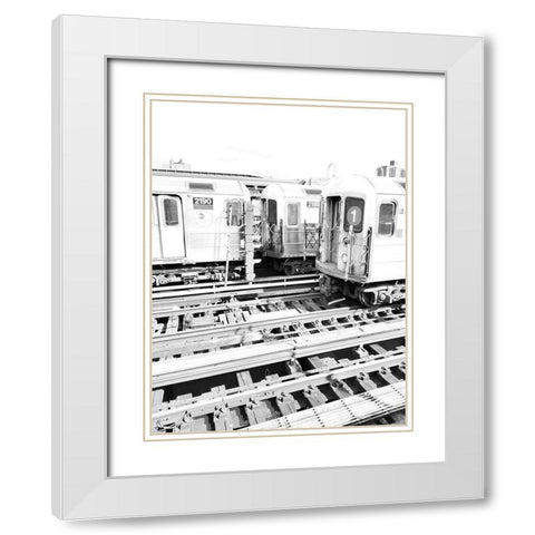Trains NY White Modern Wood Framed Art Print with Double Matting by Phillip, Jamie