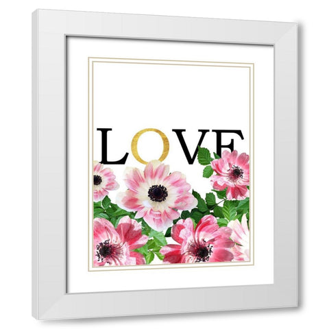 Pink Love White Modern Wood Framed Art Print with Double Matting by Phillip, Jamie