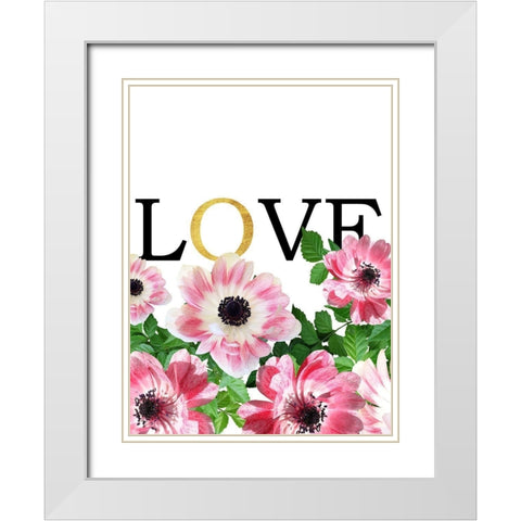Pink Love White Modern Wood Framed Art Print with Double Matting by Phillip, Jamie