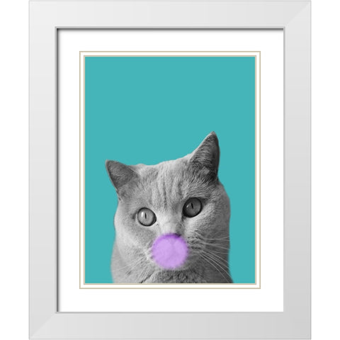 Bubble Cat White Modern Wood Framed Art Print with Double Matting by Phillip, Jamie