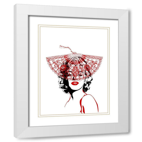 Lady In Red White Modern Wood Framed Art Print with Double Matting by Phillip, Jamie