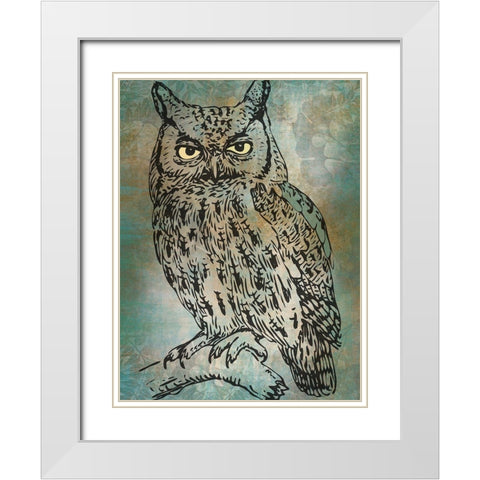 Mr. Owl White Modern Wood Framed Art Print with Double Matting by Phillip, Jamie