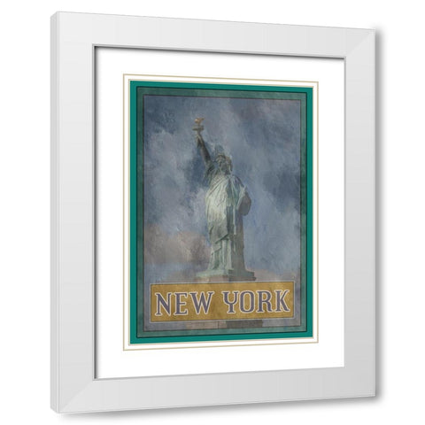 New York White Modern Wood Framed Art Print with Double Matting by Phillip, Jamie