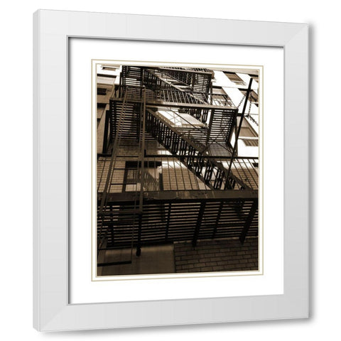 Fire Escape New Your White Modern Wood Framed Art Print with Double Matting by Phillip, Jamie