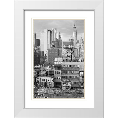New York Bridge View White Modern Wood Framed Art Print with Double Matting by Phillip, Jamie